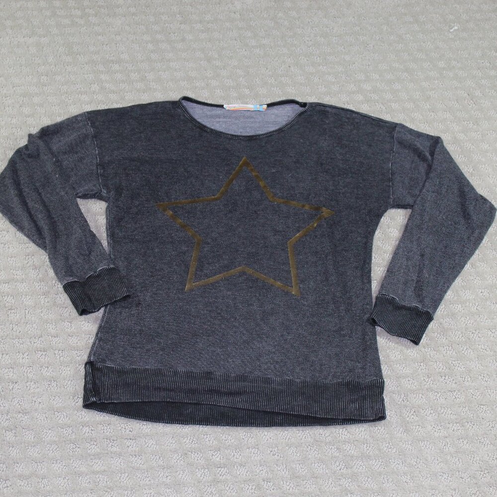 Vintage Havana Women's Small Lightweight Sweater Grey Gold Star Long Sleeve